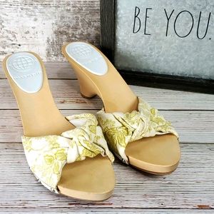 Max Studio | Boho Floral Wood Slide Sandals